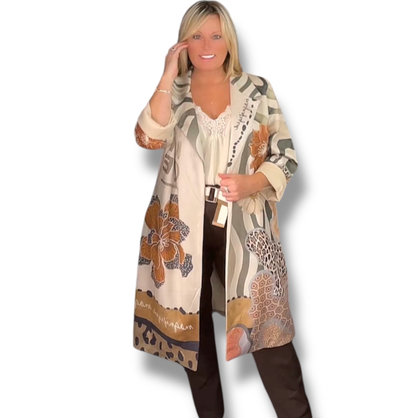 Alaya. Zebra Faux Suede Coat