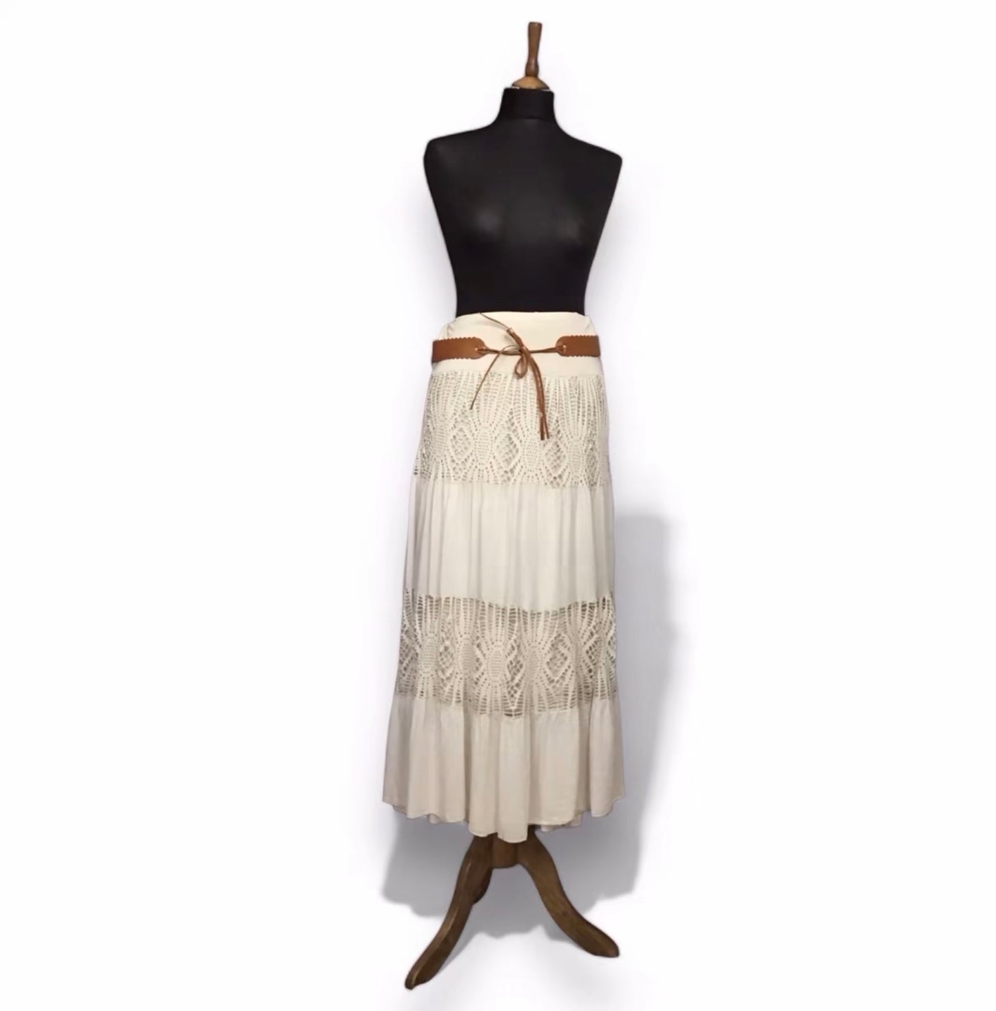 Patsy. Laser Cut Detail Skirt with Belt