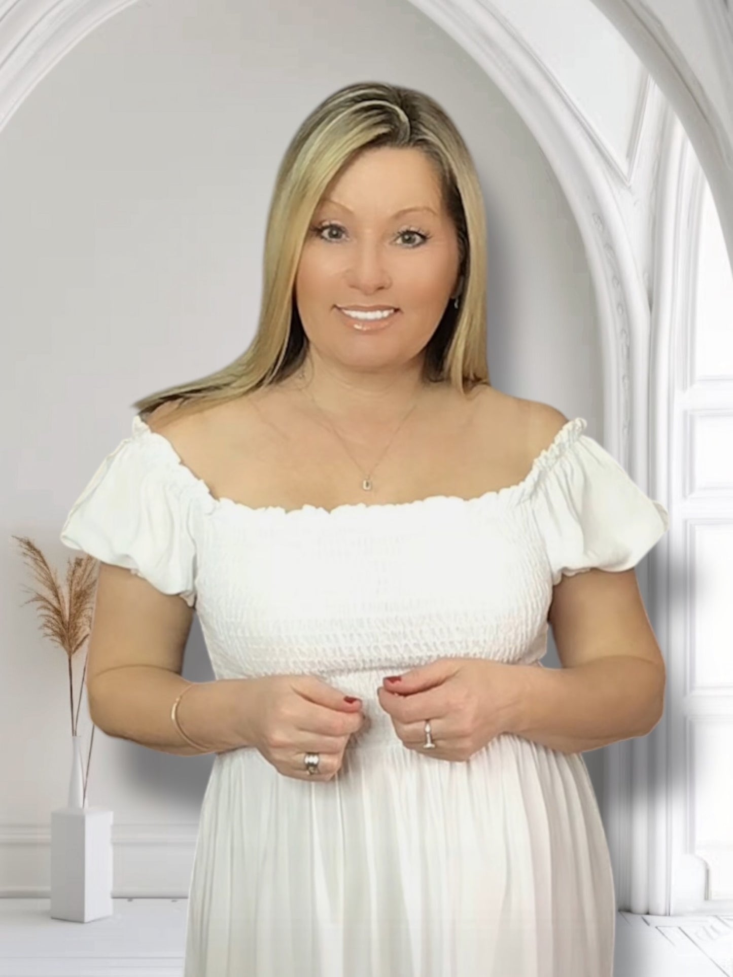 Anna. Smocked Bodice Midaxi Dress