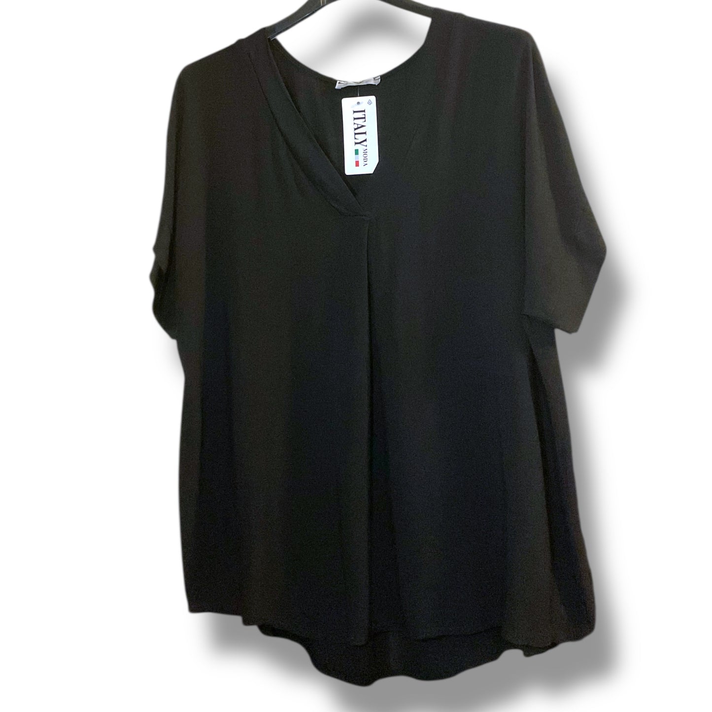 V-Neck Top with Satin Trim
