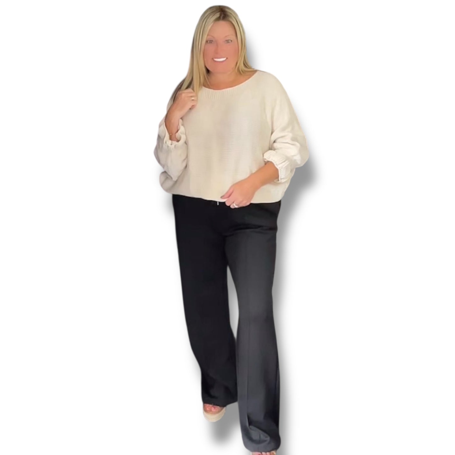 Keyhole Ruffle Cuff Jumper