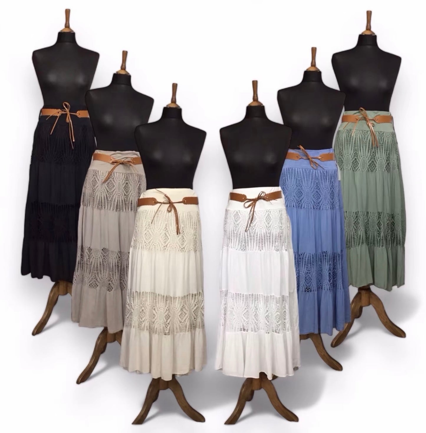 Patsy. Laser Cut Detail Skirt with Belt