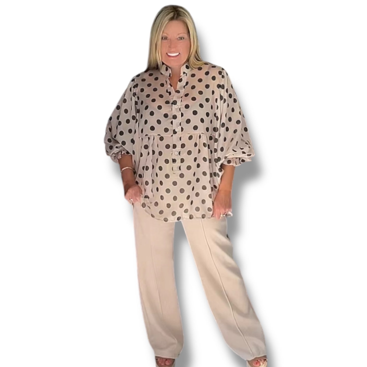 Loose Fit Sheer Blouse (Spot-On)
