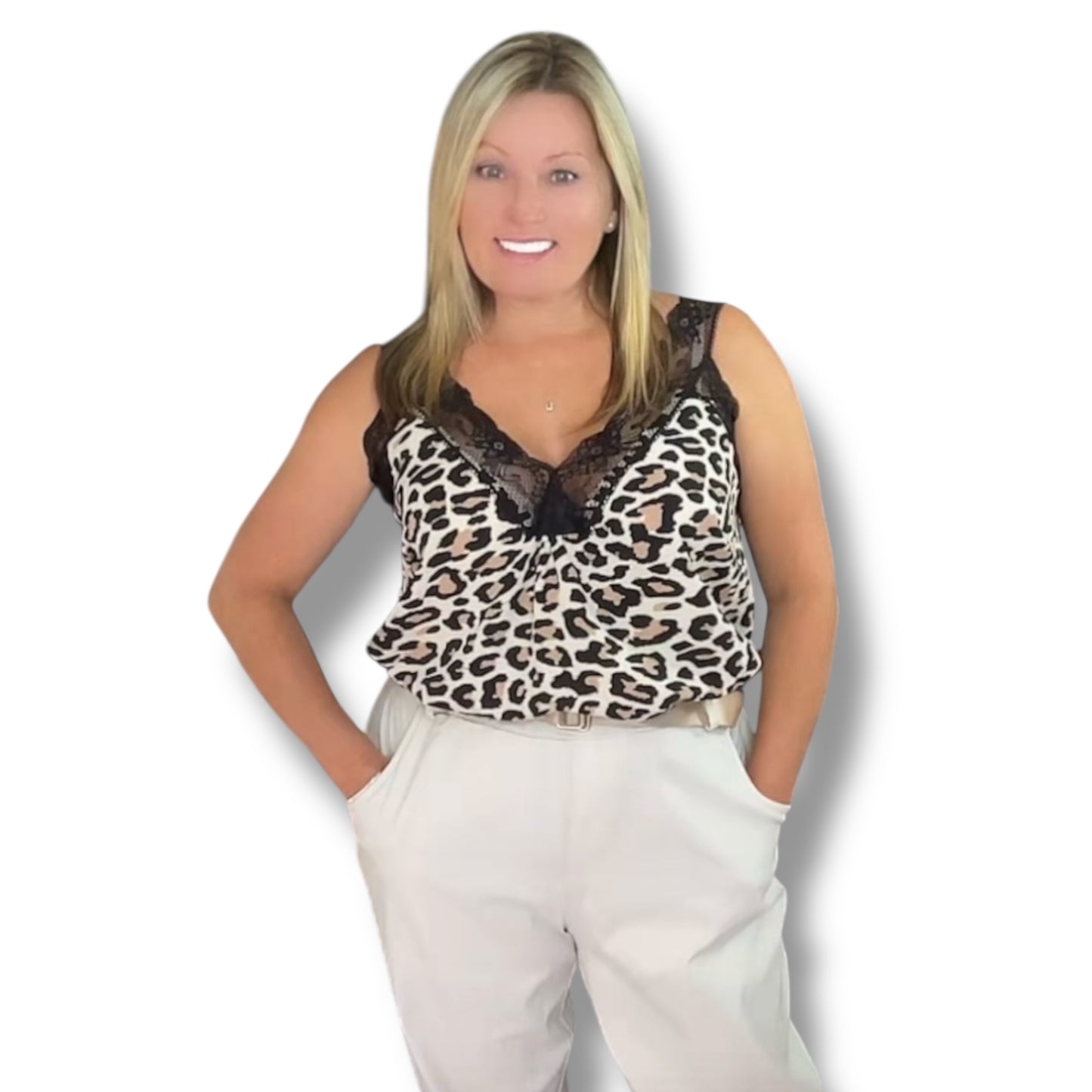 Lace Trim Vest Camisole Top (Tori)