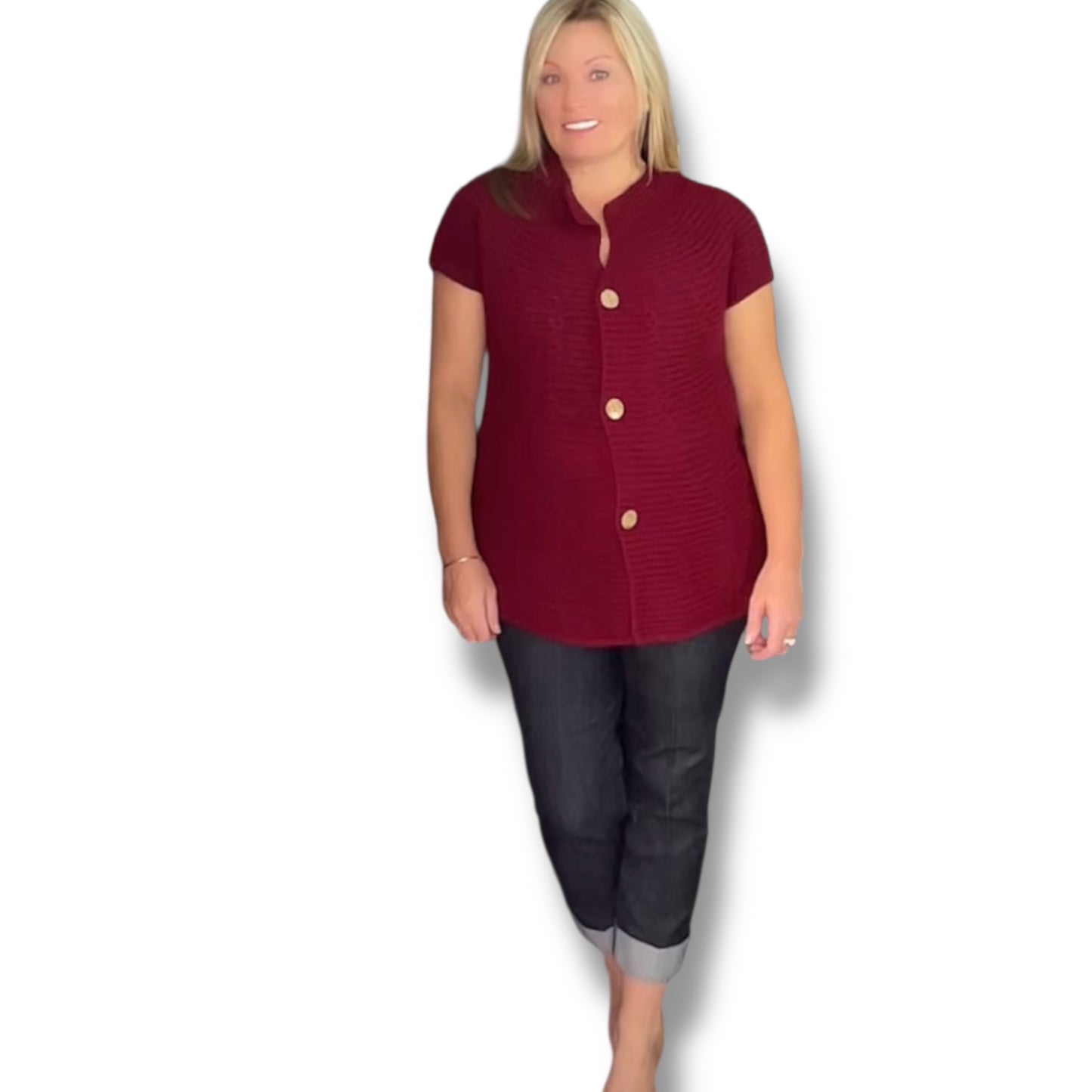 Chunky knit waistcoat with Buttons (Edith)
