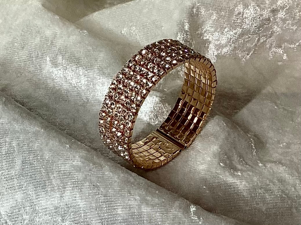 Crystal Rose. Sparkling Rose Gold Coloured Cuff