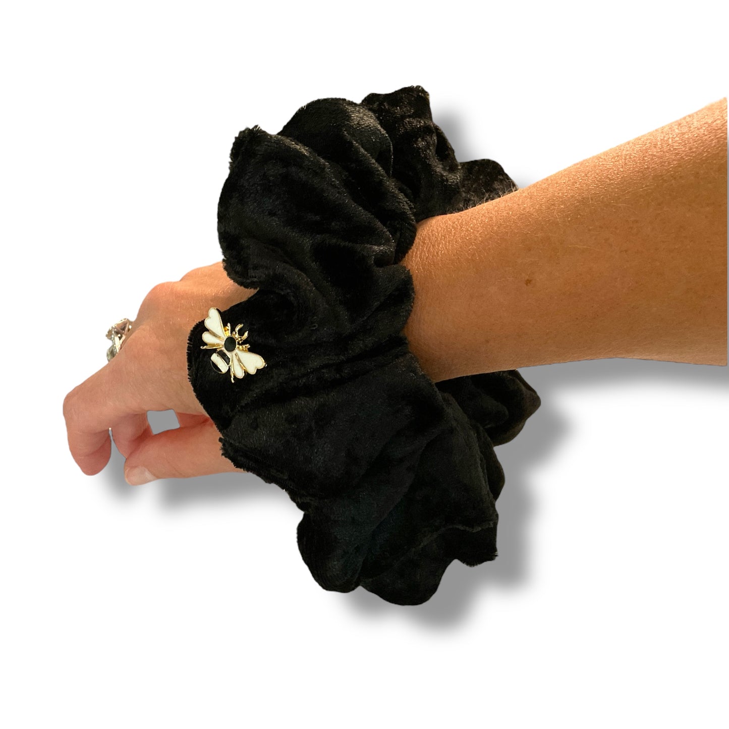 X Large Velvet Hair Scrunchie (Black Velvet)