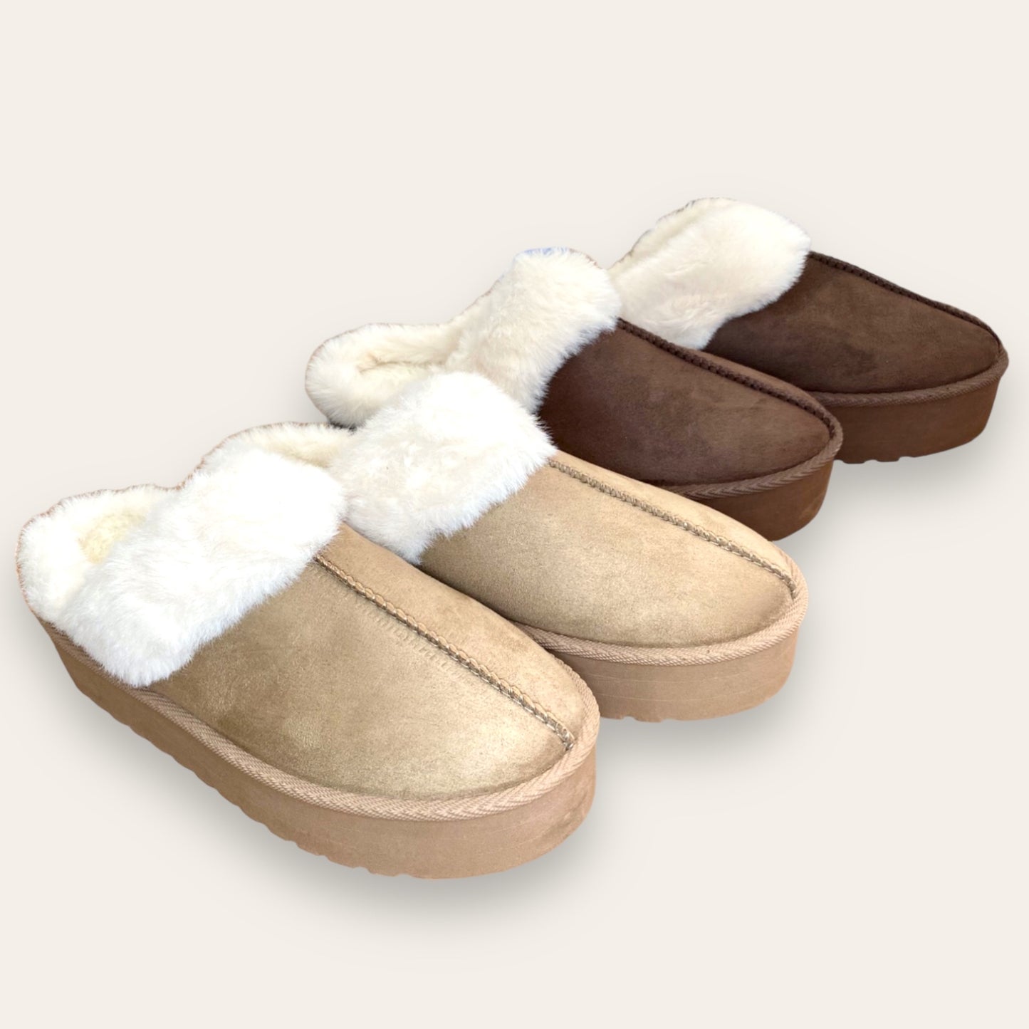 ALASKA. Faux fur lined chunky sole indoor/outdoor slippers