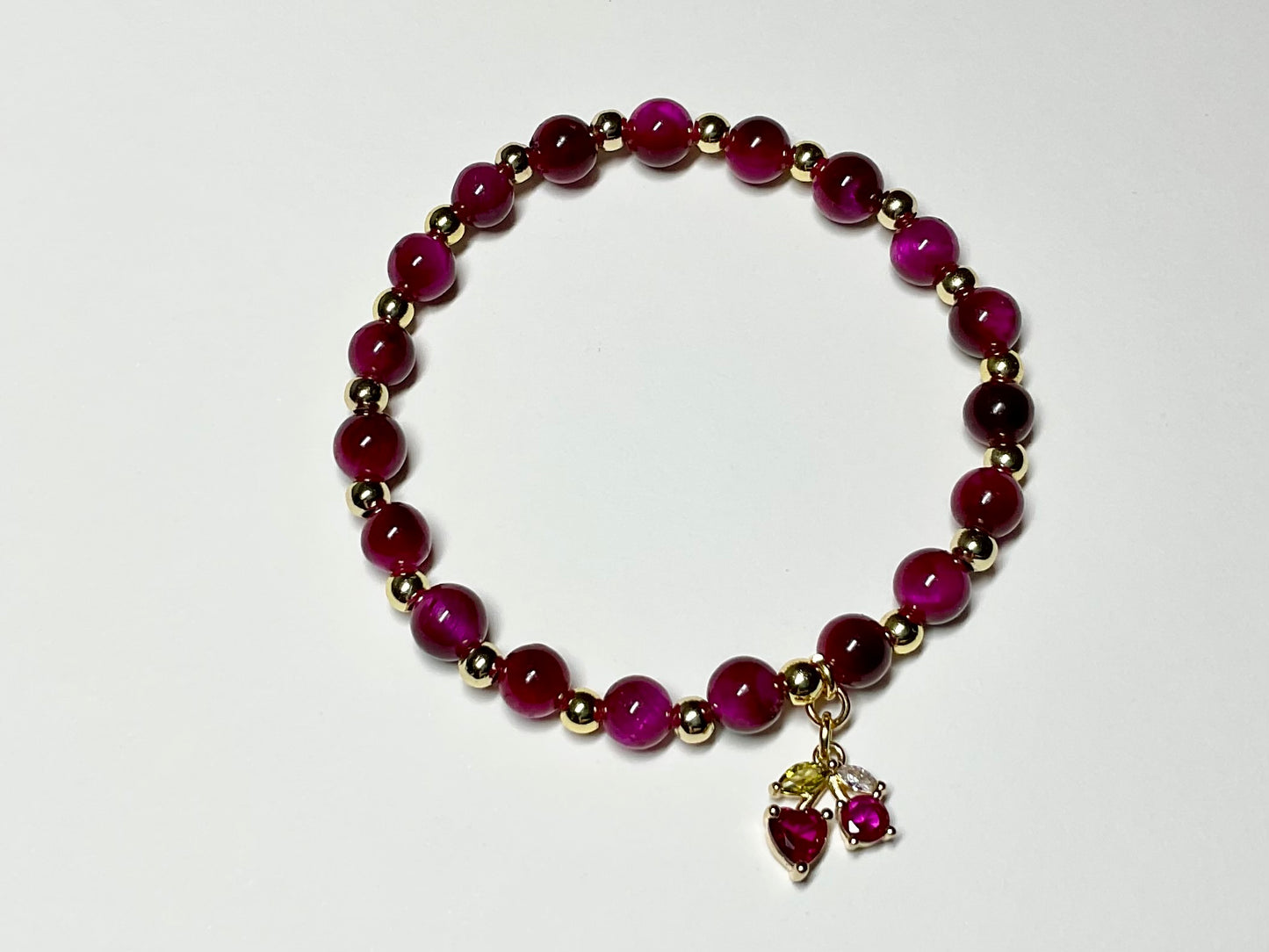 Crimson Tiger Eye Charm Bracelet