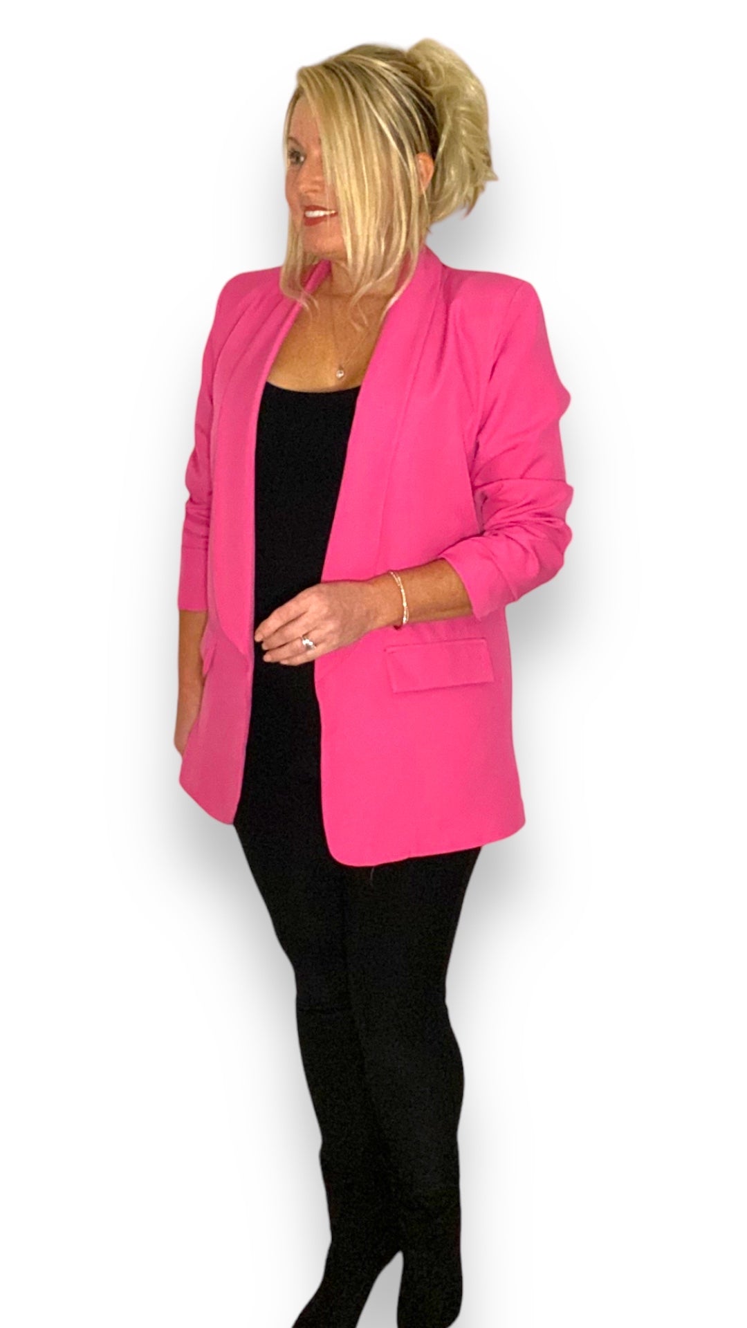 SADIE. RUCHED SLEEVE BLAZER