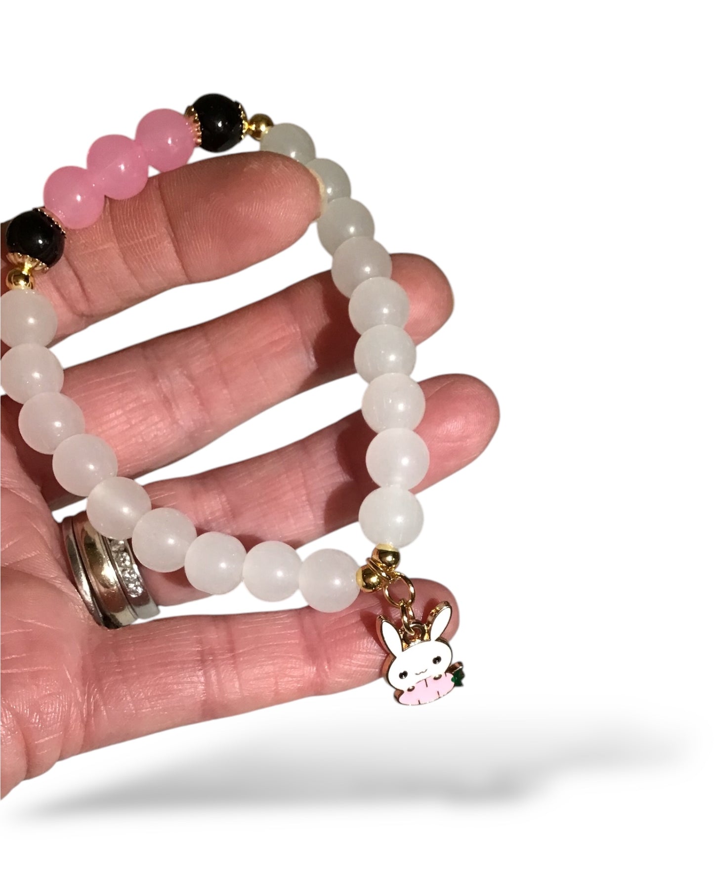 Pink & White Bunny Charmayne Bracelet