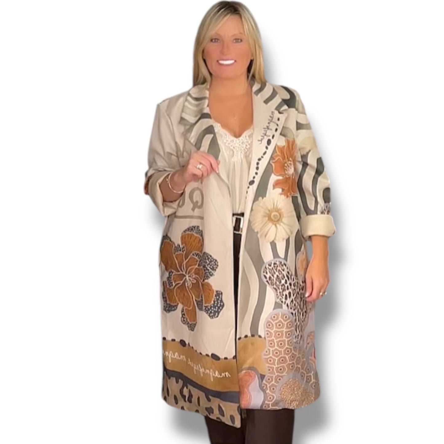 Alaya. Zebra Faux Suede Coat