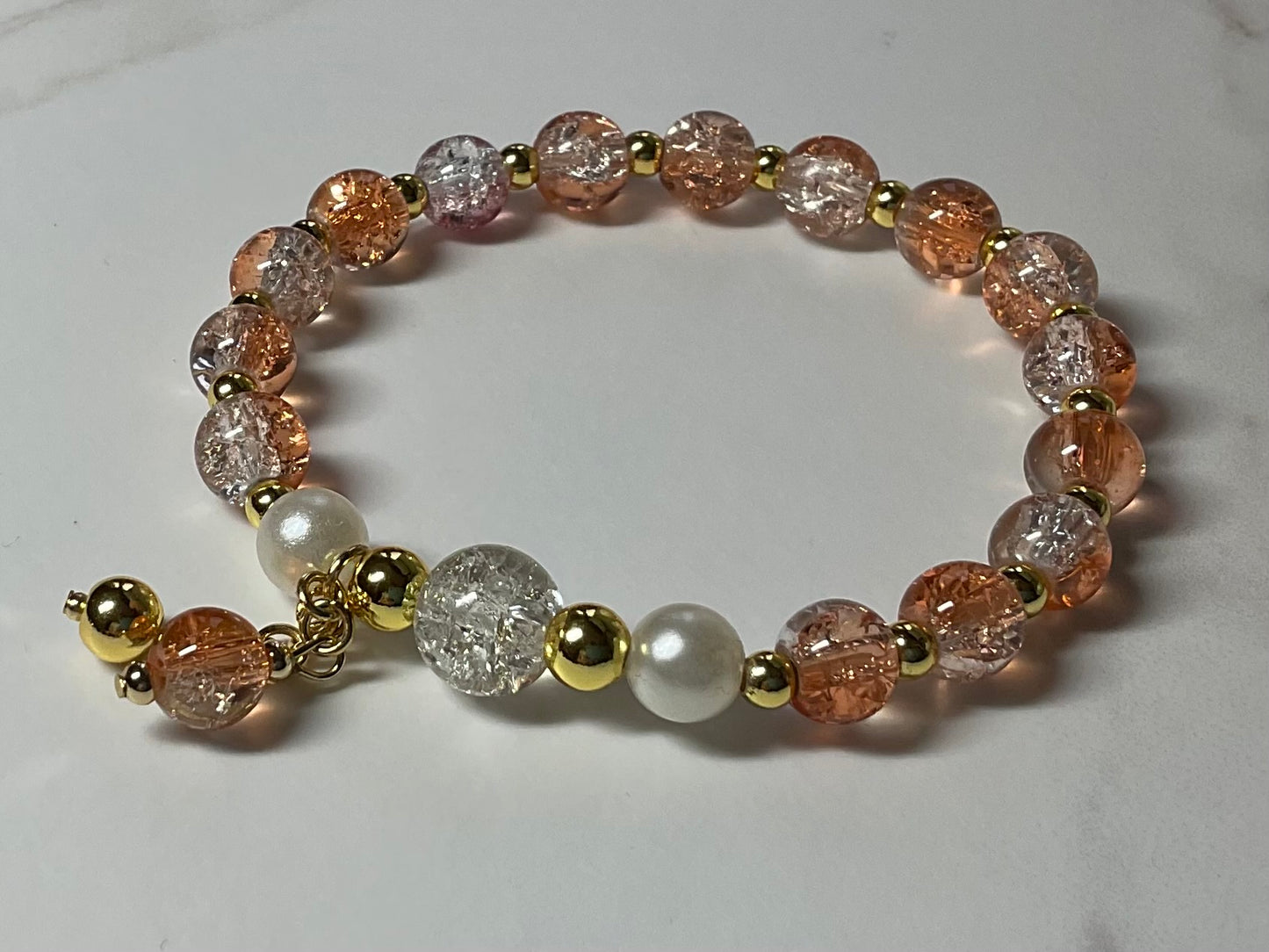 Glass Beaded Bracelet. (Orange slush)