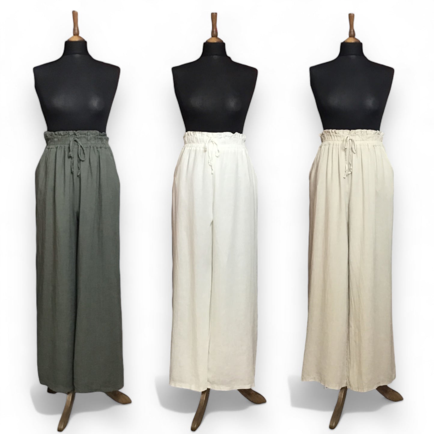 OAKLYN. Linen mix Trousers with elasticated waist & Pockets.