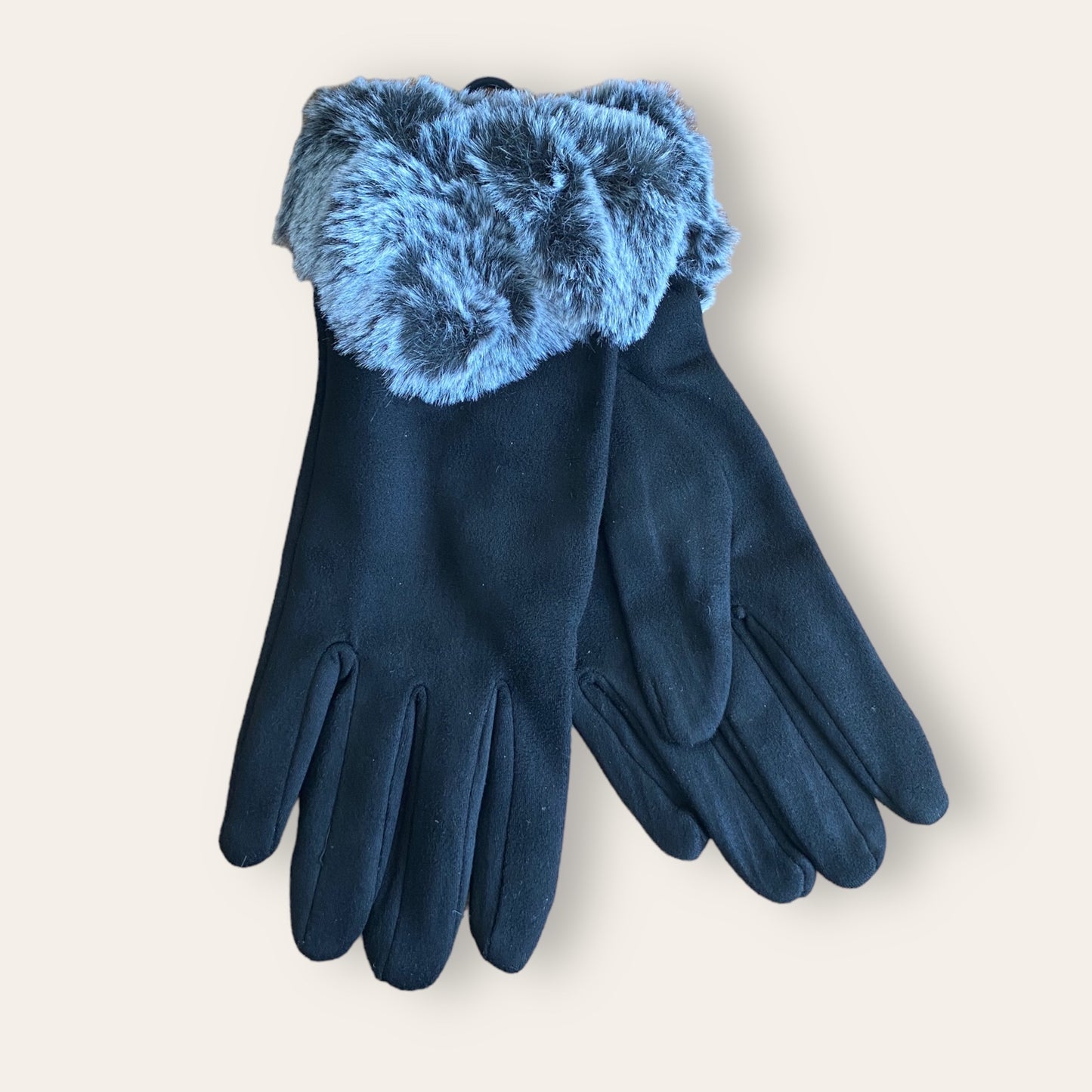 HAZEL. Elegant warm faux fur trim ladies gloves