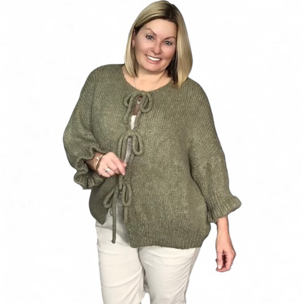 Charlene. Super Soft Knit Cardigan with Ties