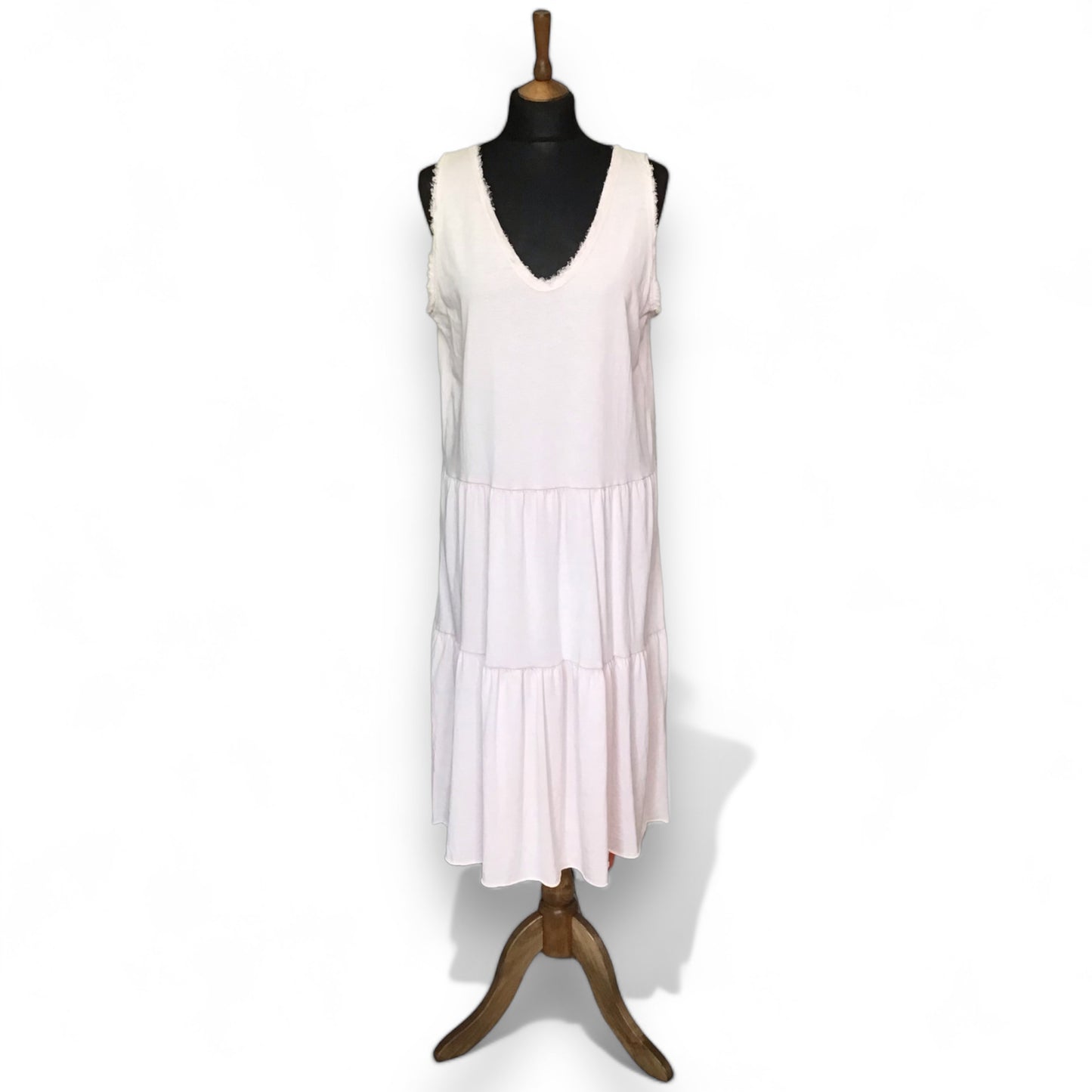 HEATHER. Cool V Neck Frayed Edge Summer Dress.