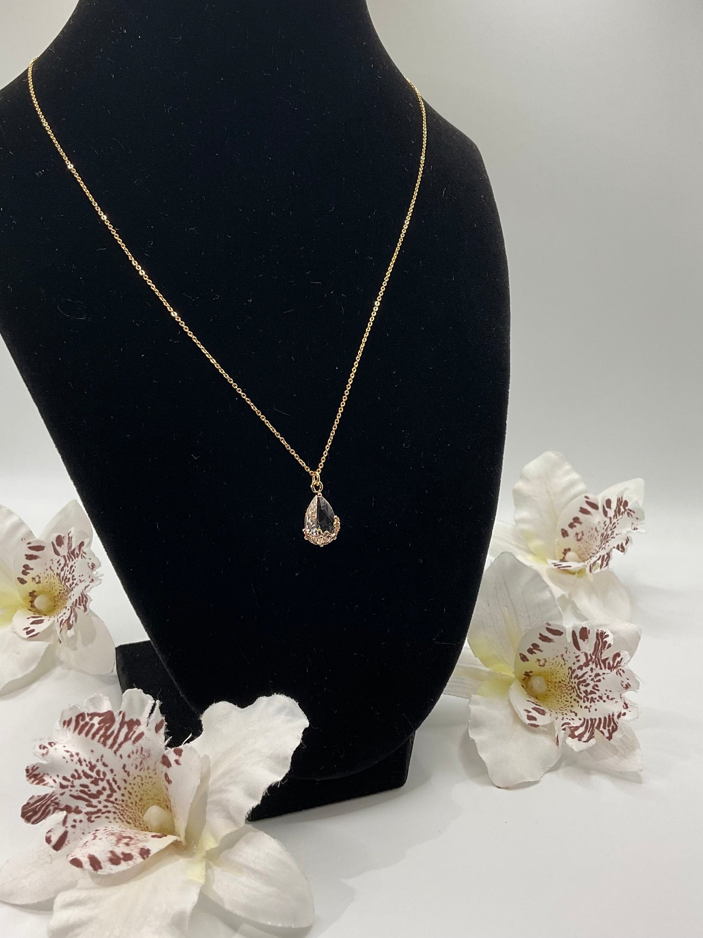 Rosette Crystal Drop Necklace