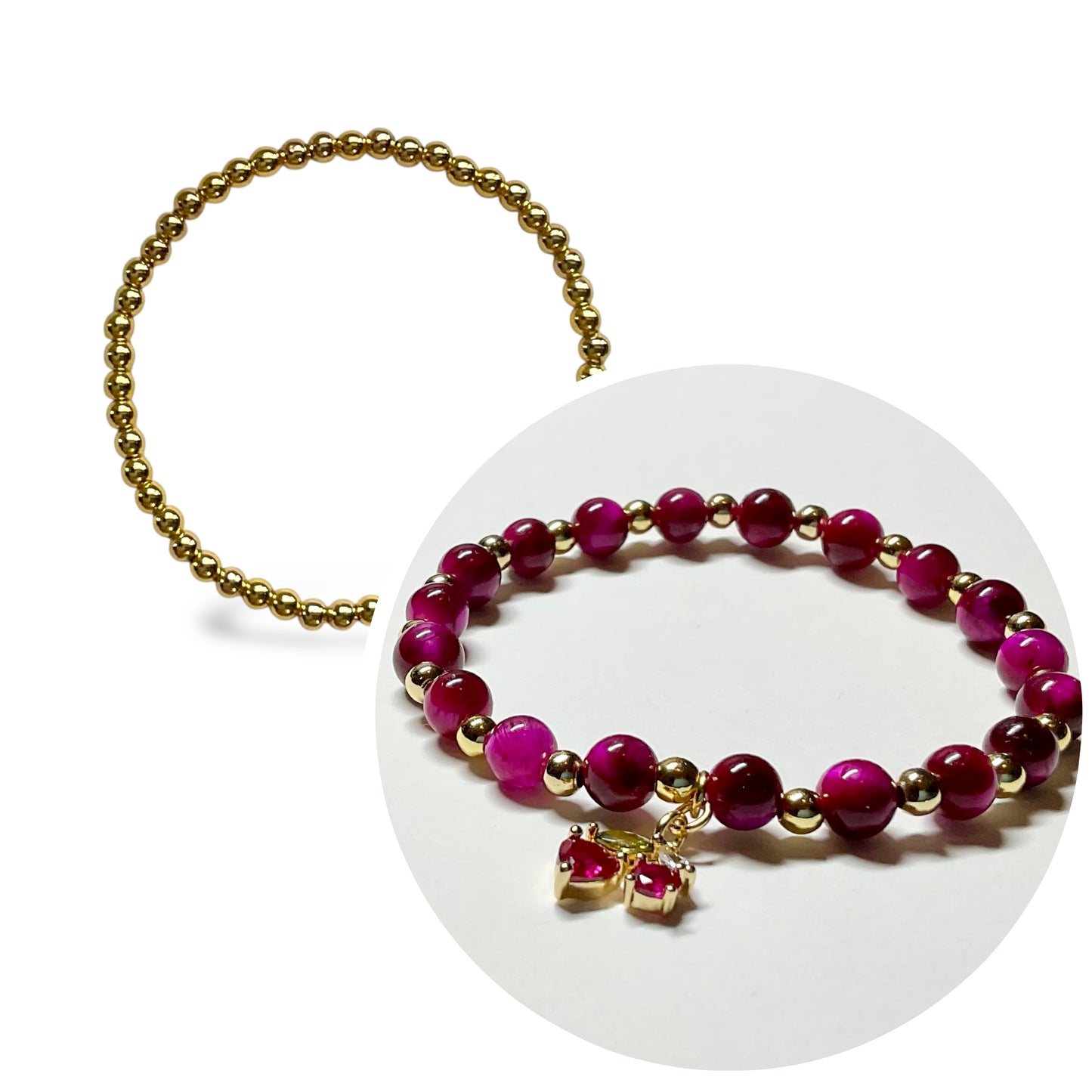 Crimson Tiger Eye Charm Bracelet