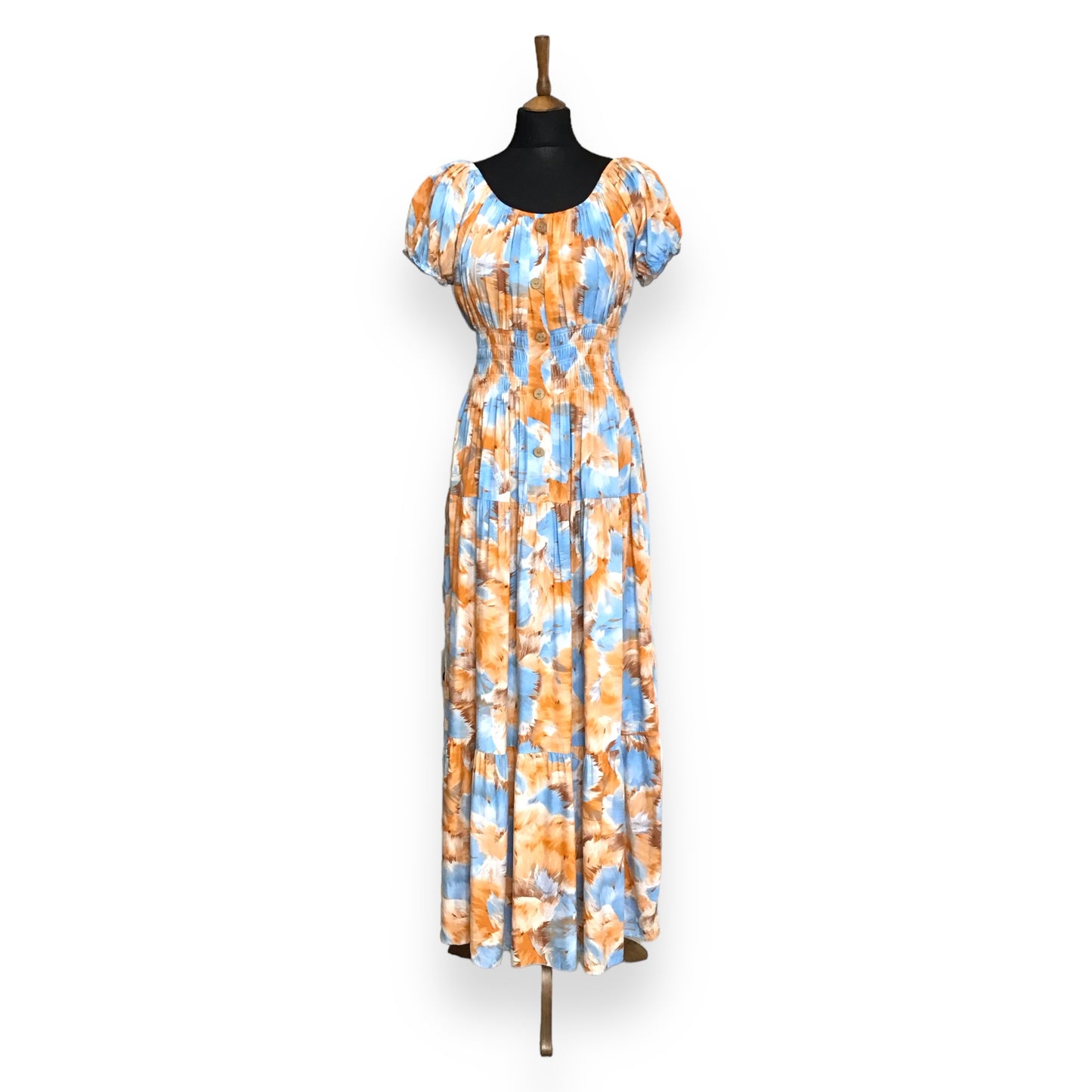 MERVYN. Smocked Waist Floral Magic Maxi Dress