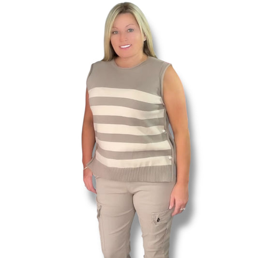 Stripped Tank Top with Gold Buttons (Violet)