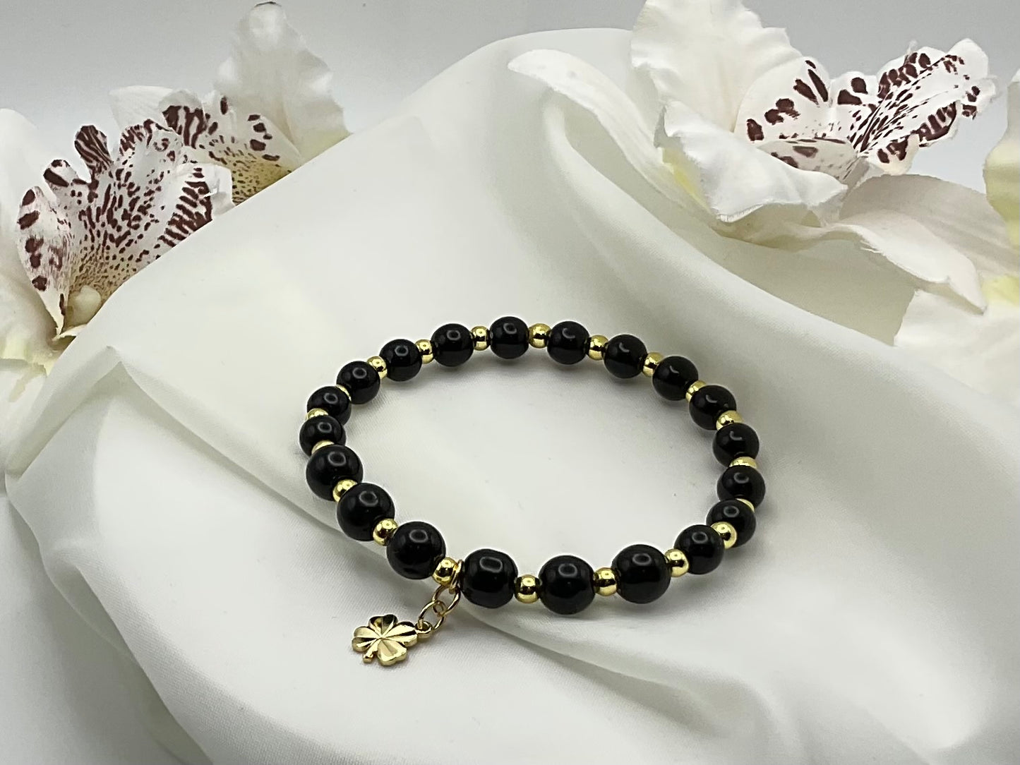 Black Beaded & Good Luck Charm