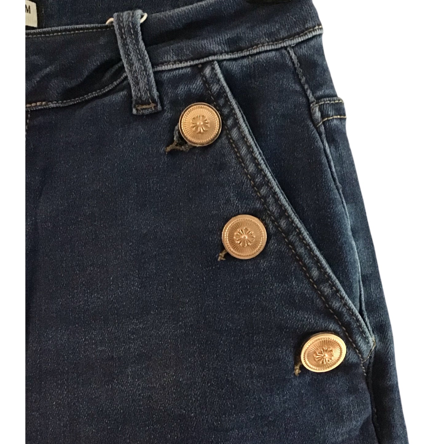 Carman. Gold Button Mum Jeans