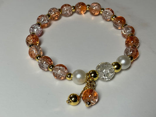 Glass Beaded Bracelet. (Orange slush)