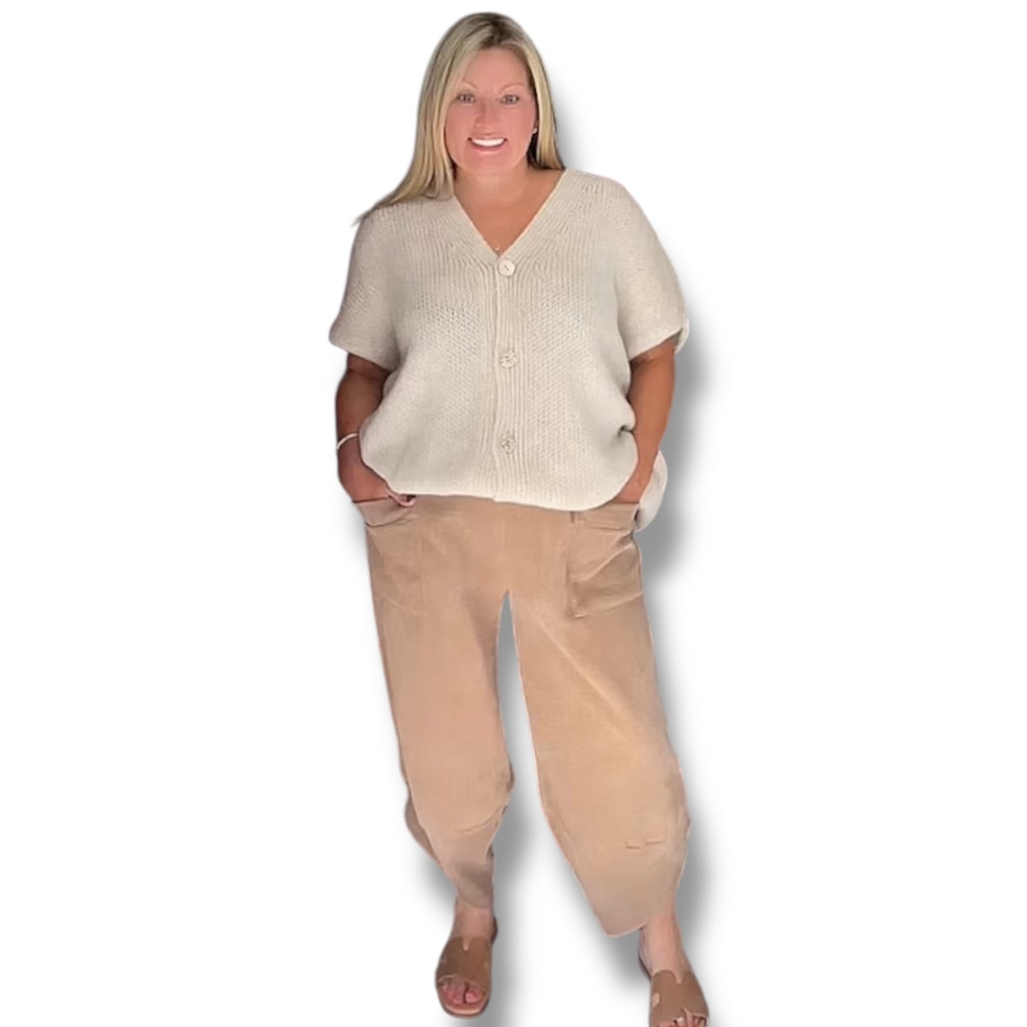 Tulip Leg Ribbed Velour Jogger Trousers (Ashdan)