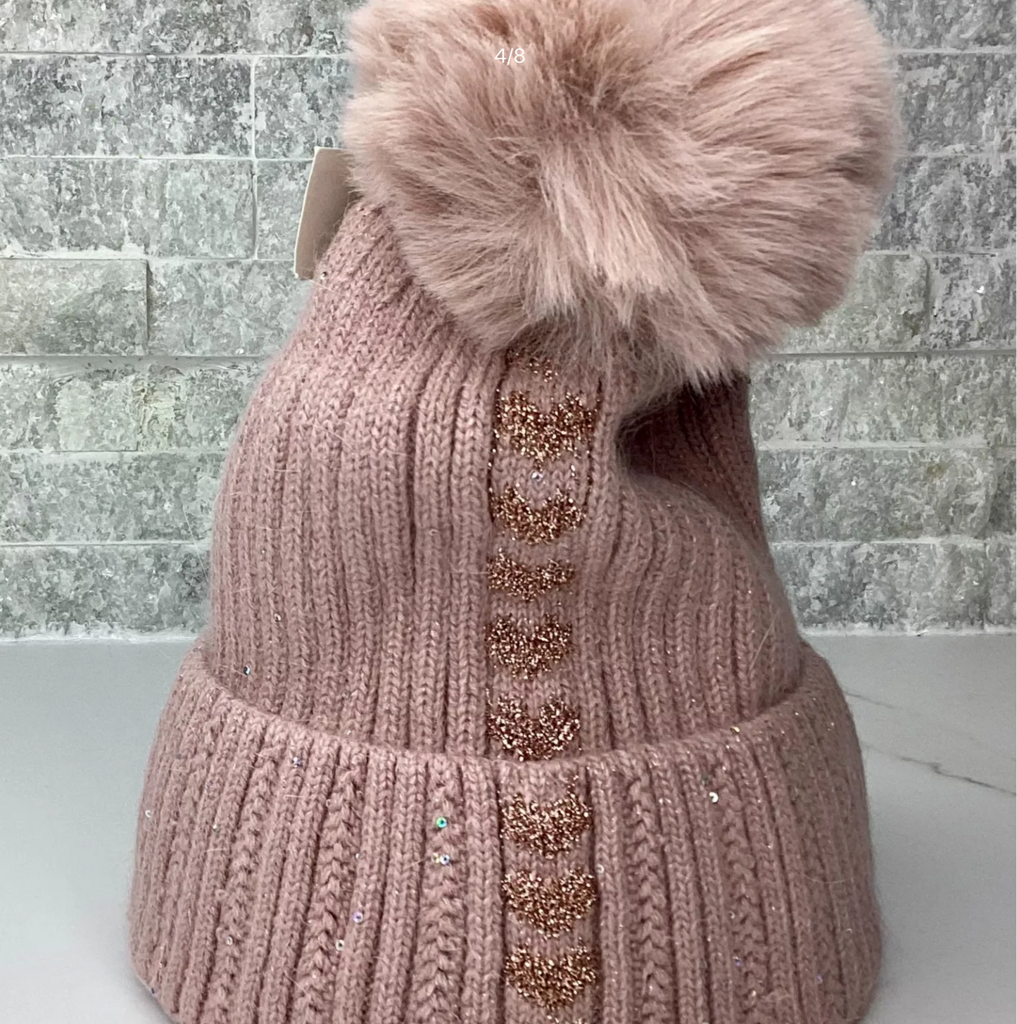 Abbi. Shimmering PomPom Plush Lined Hat