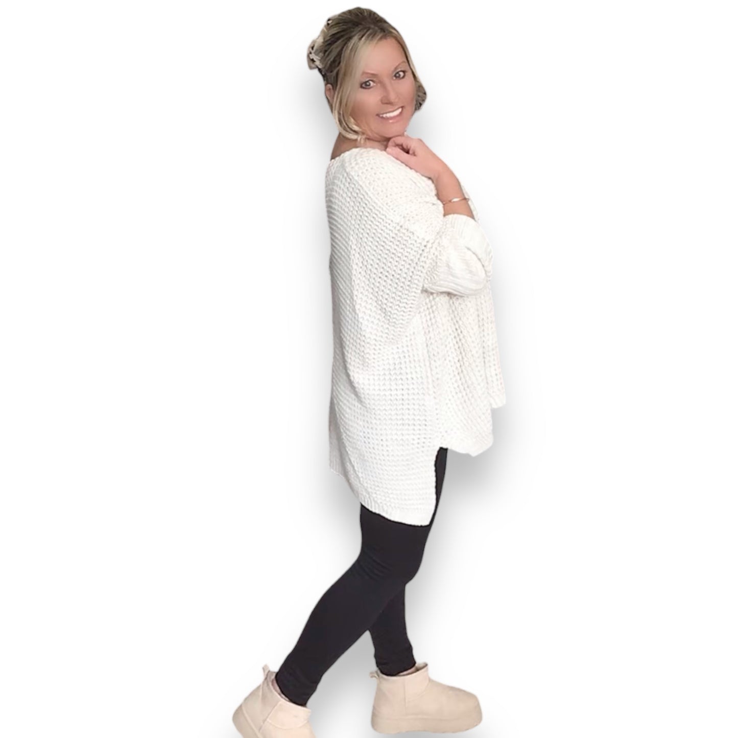 Liz. Waffle knit Oversized Jumper