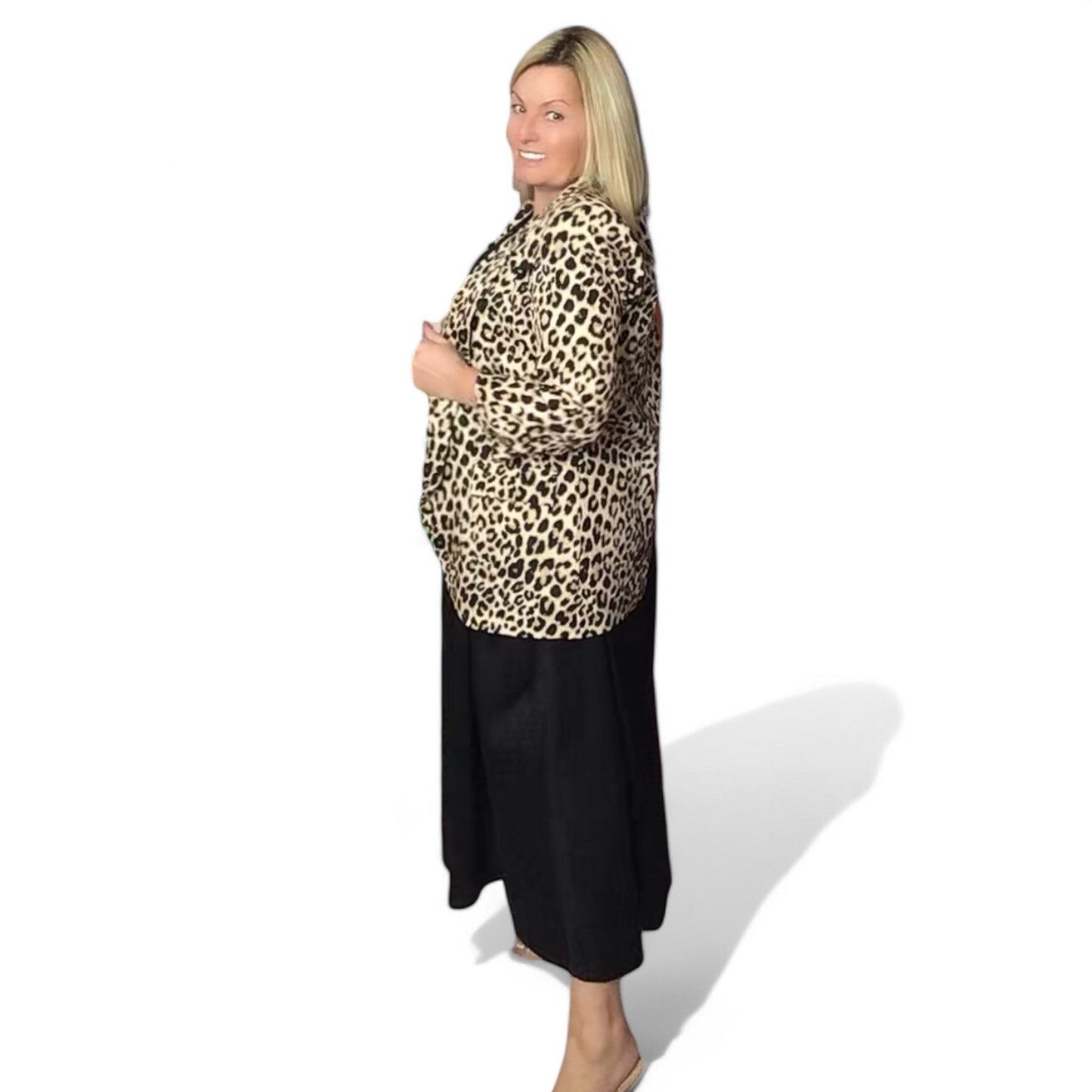 Presley. Animal Print Ruched Sleeve Blazer