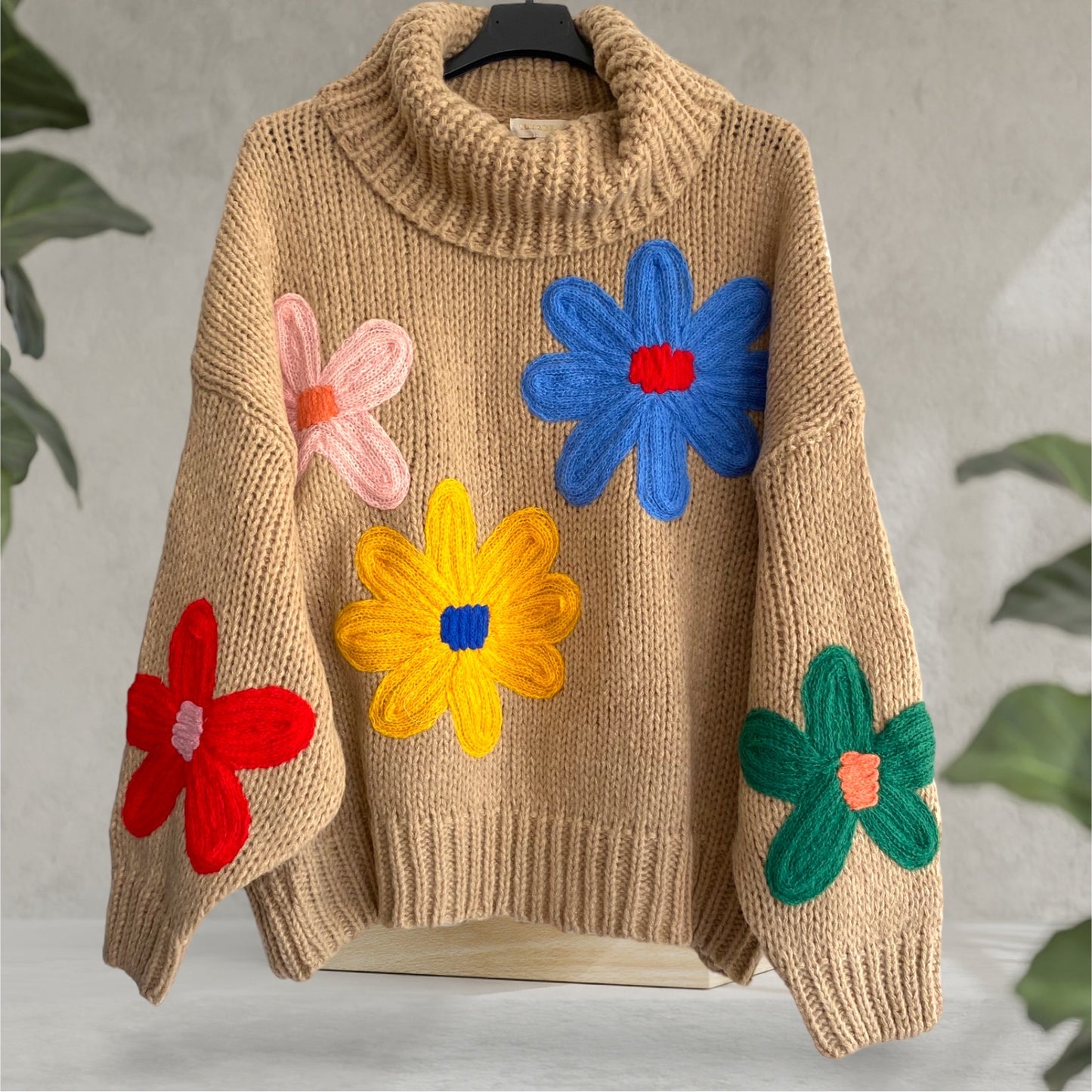 ALBA. Cozy knit roll neck daisy jumper