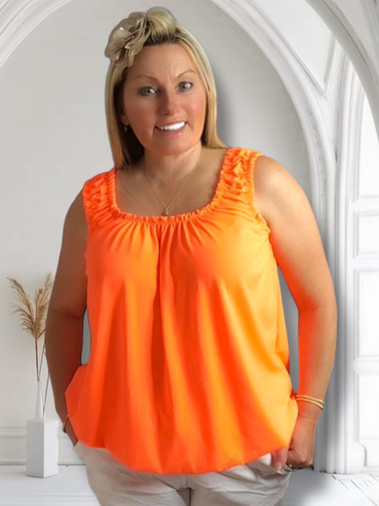Sally. Bubble Elastic Neck Vest Top