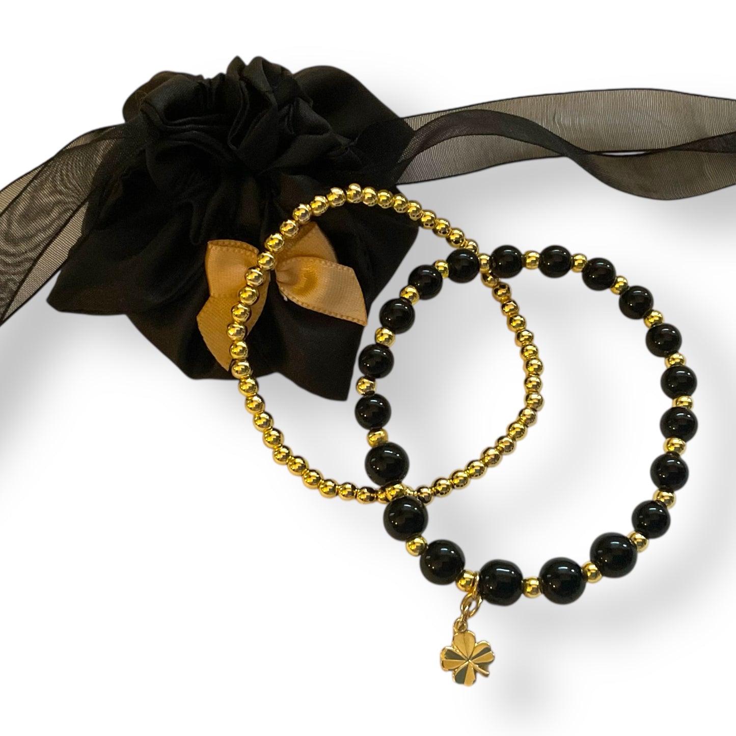 Black Beaded & Good Luck Charm