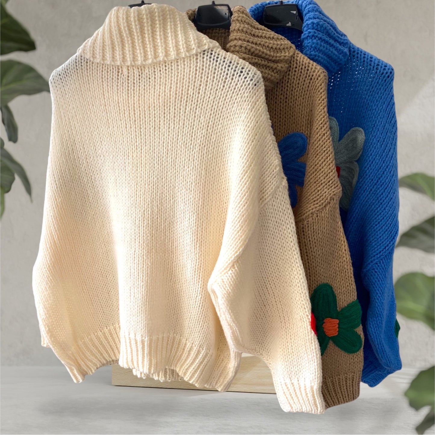 ALBA. Cozy knit roll neck daisy jumper