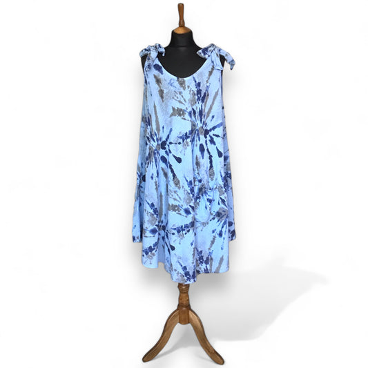 Lilly. Bow Shoulder Tie Swing Dress with Pouch Pocket