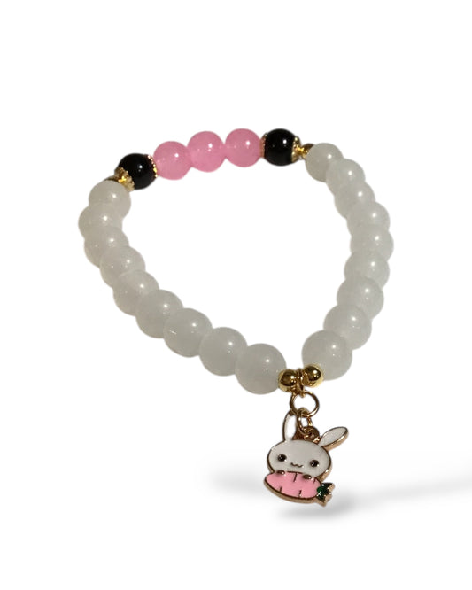 Pink & White Bunny Charmayne Bracelet