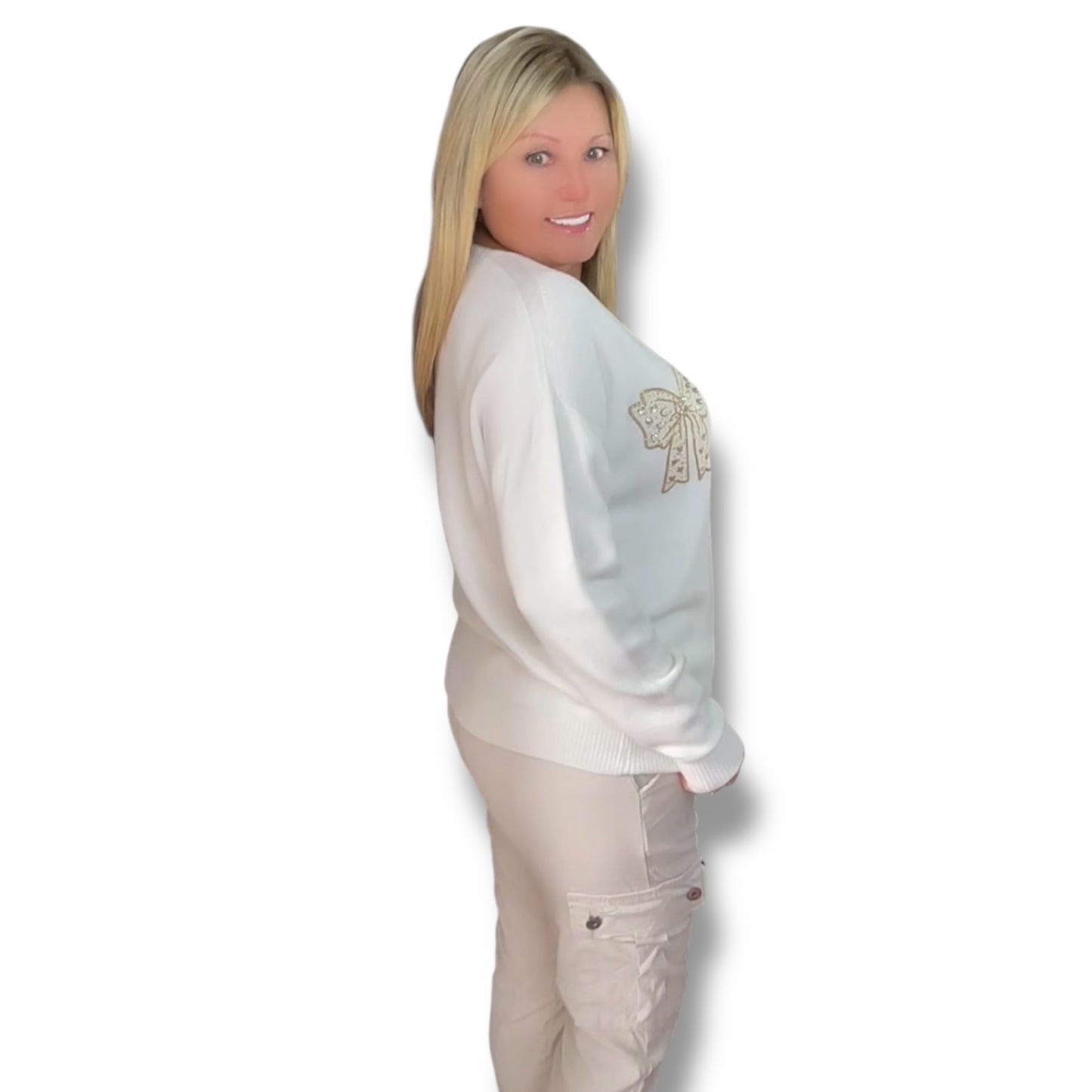 V-Neck Bow Sweater (Harriet)