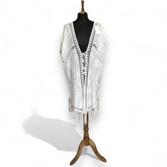 AMANDA. Lightweight Embroidery Anglaise Beach Cover Up