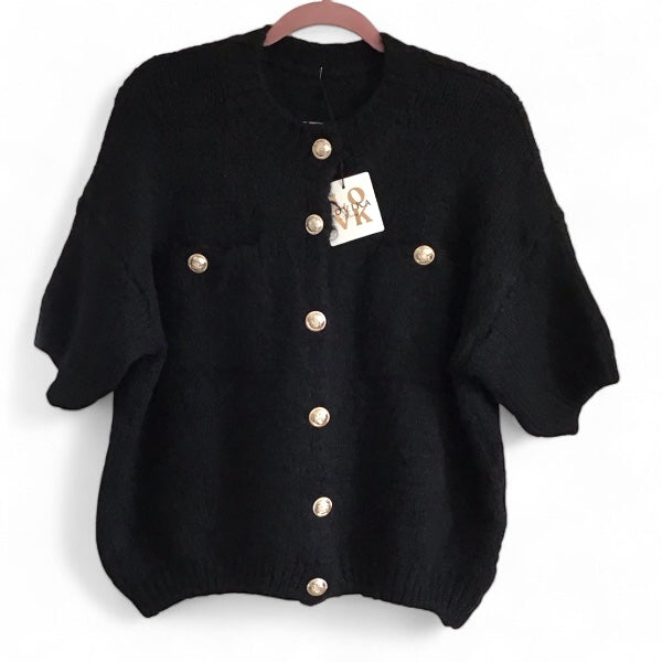 Lynette. Super Soft Knit Cardigan with Gold Buttons.