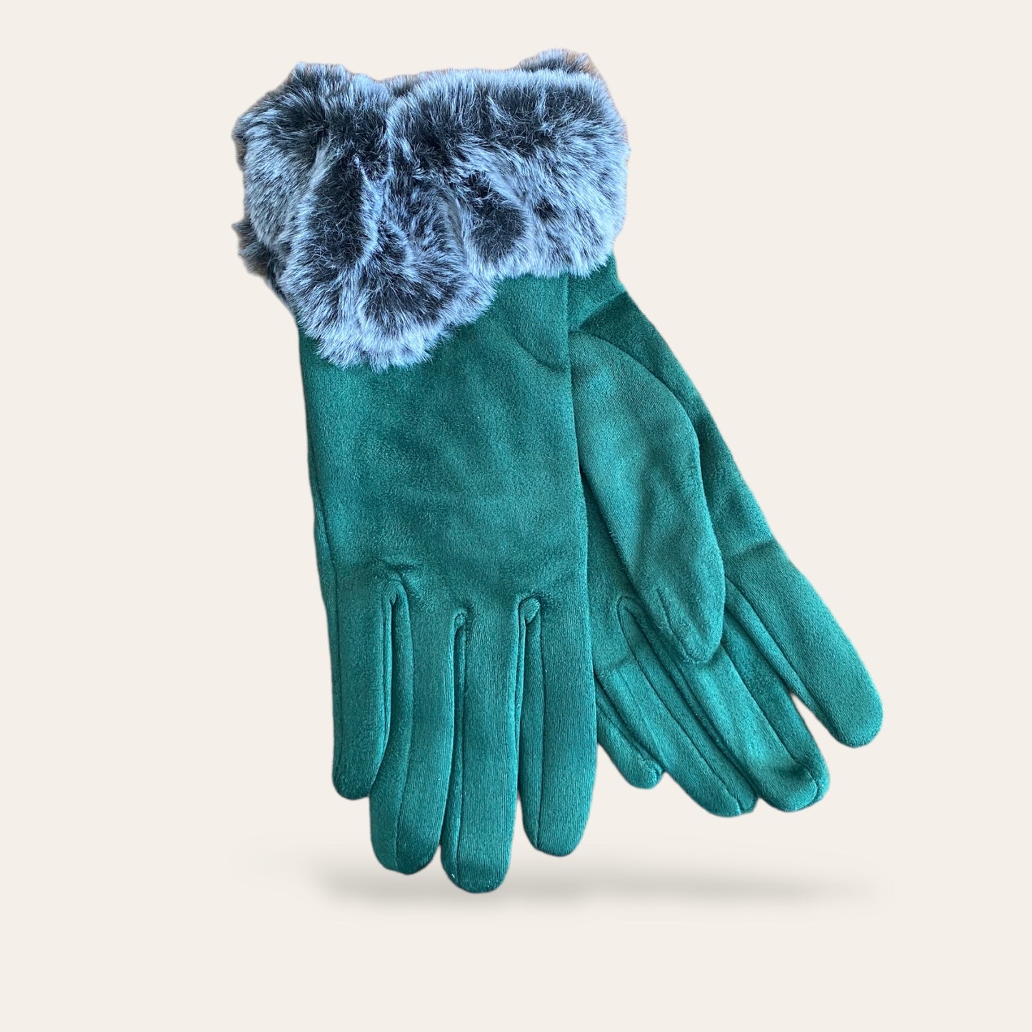 HAZEL. Elegant warm faux fur trim ladies gloves