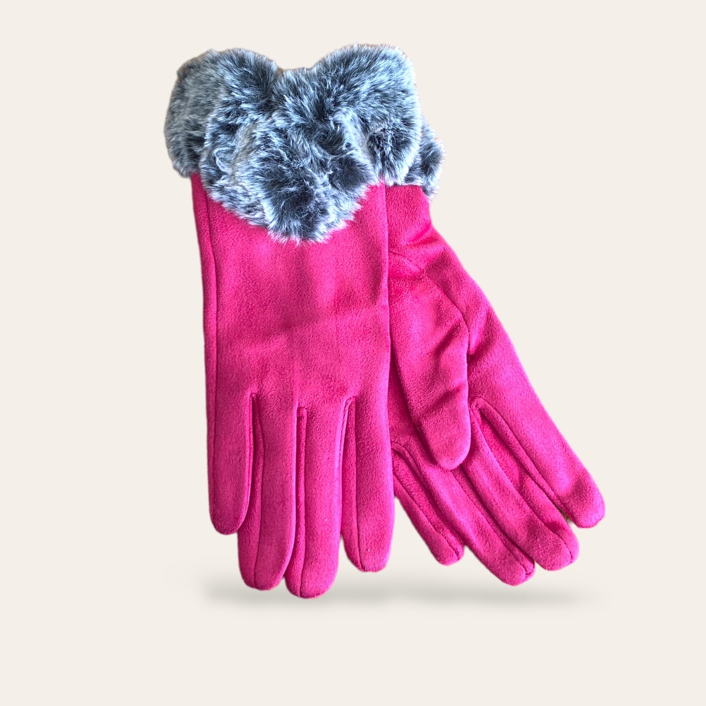 HAZEL. Elegant warm faux fur trim ladies gloves