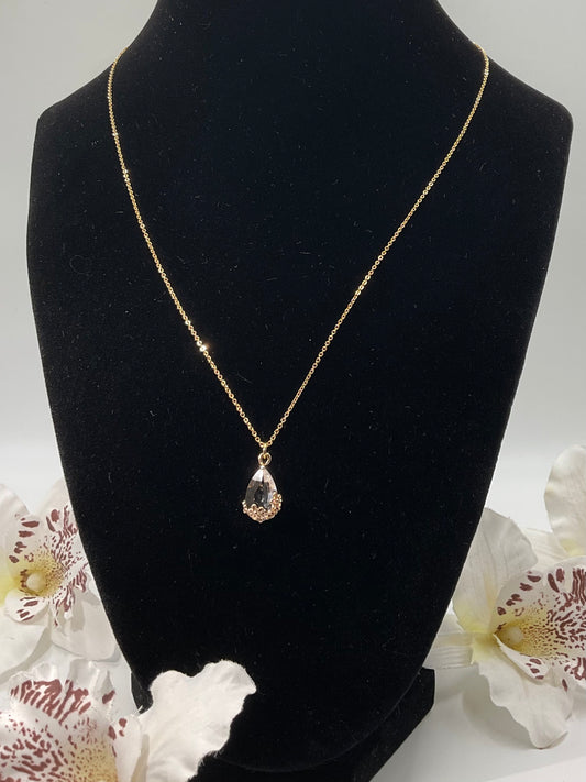 Rosette Crystal Drop Necklace