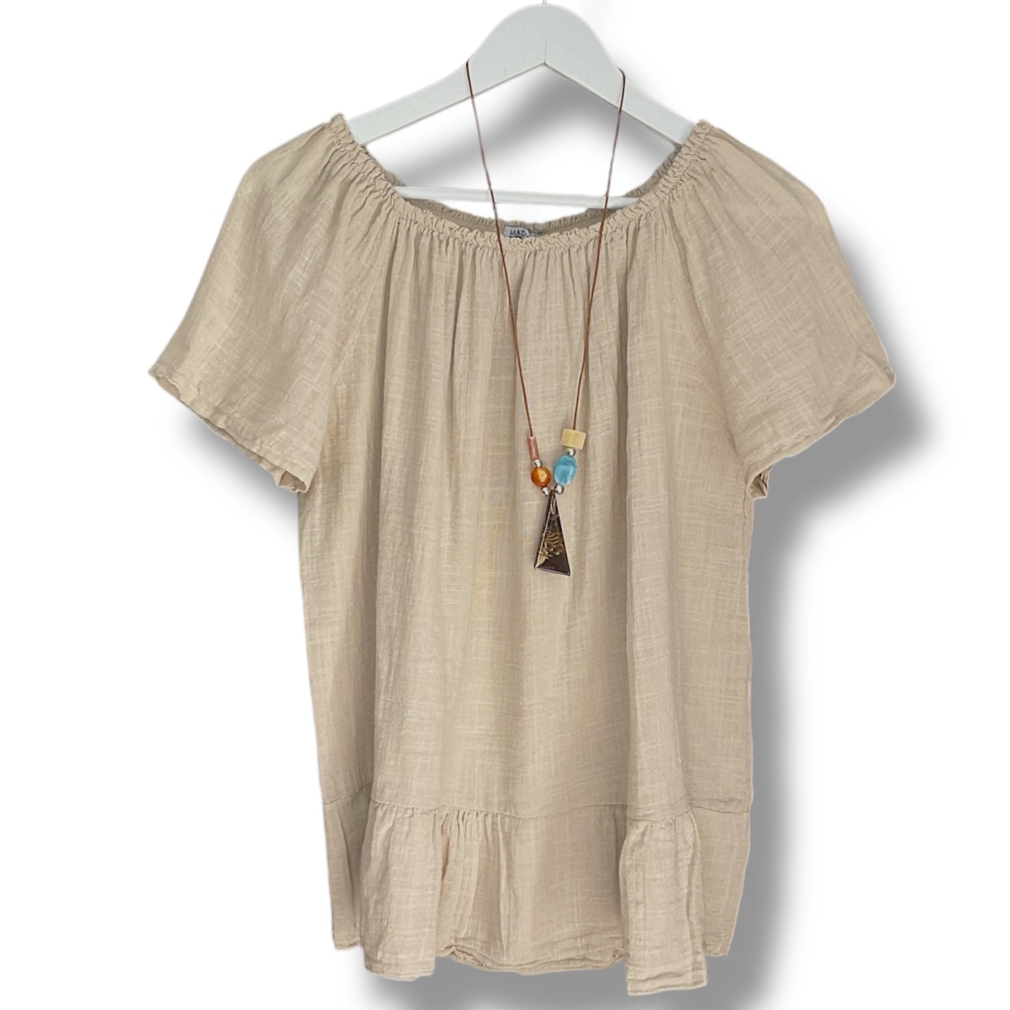 Rosie. Casual Cotton Top with Necklace