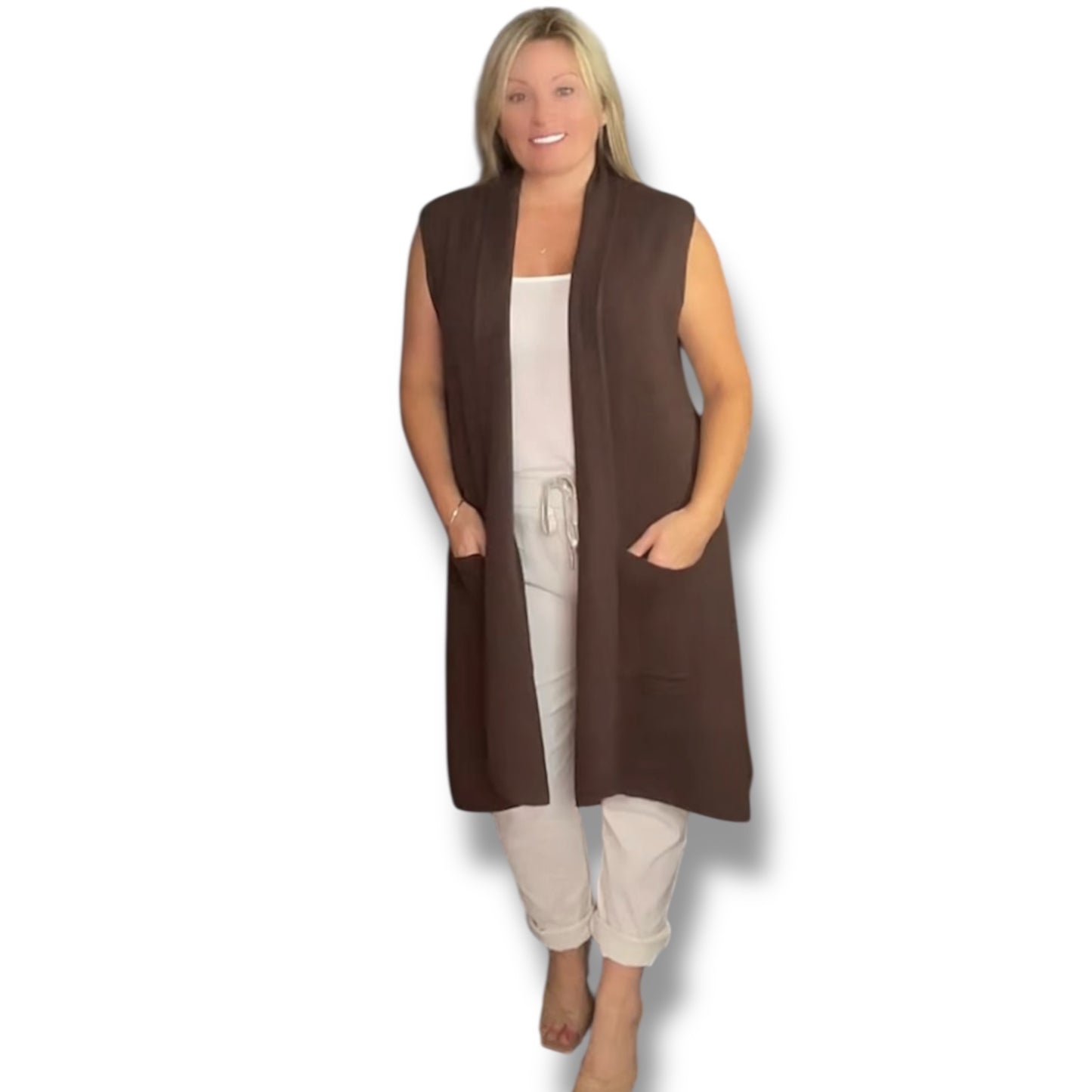 Longline Fine Knit Waistcoat (Ada)