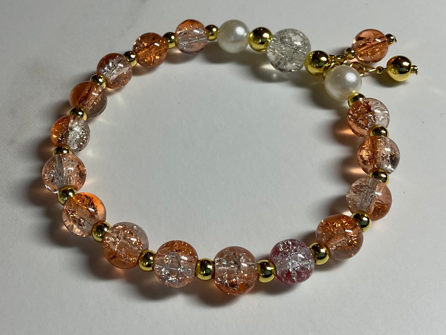 Glass Beaded Bracelet. (Orange slush)