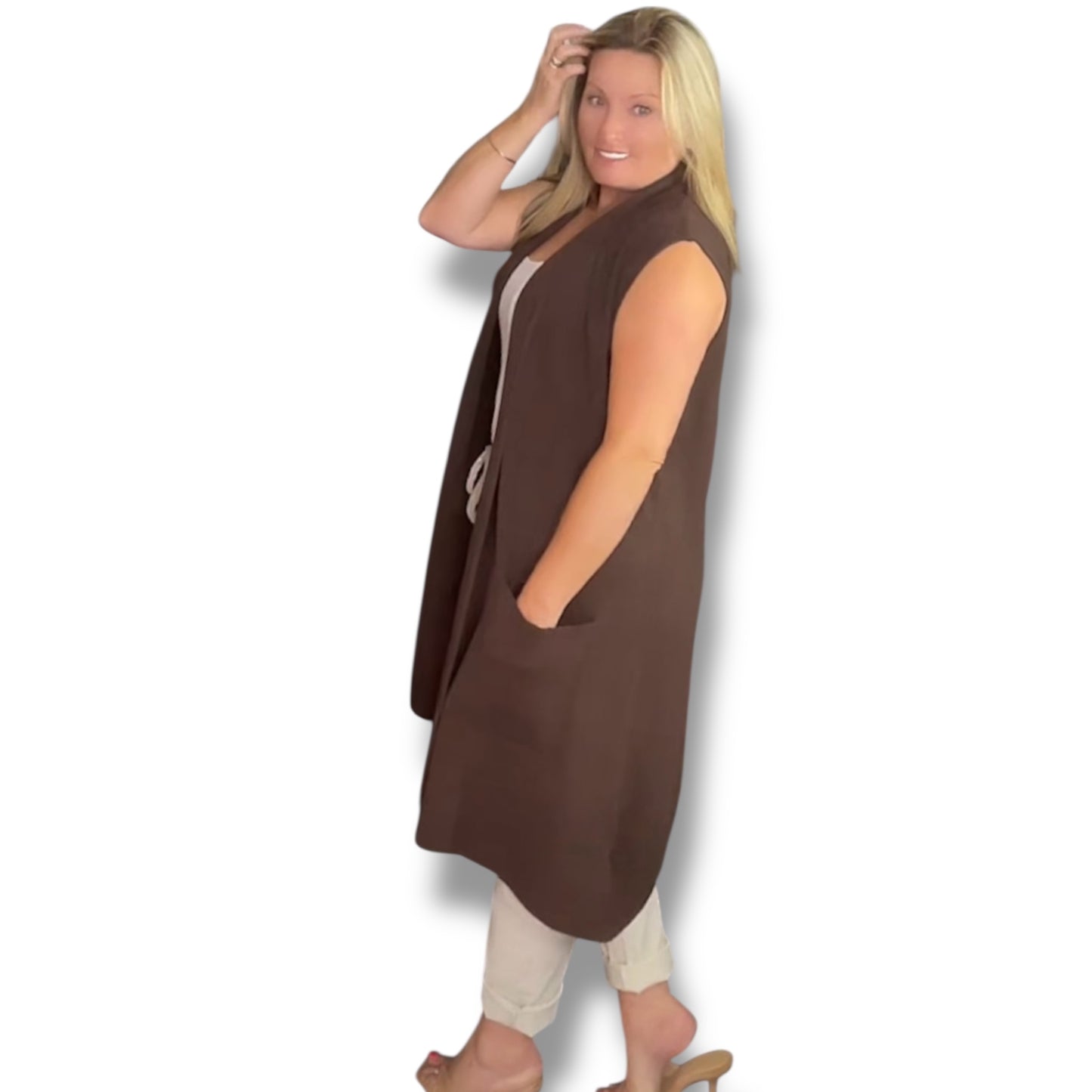 Longline Fine Knit Waistcoat (Ada)