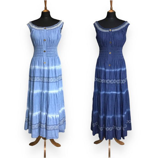 CHARLENE. Boho Denim Mixi Dress