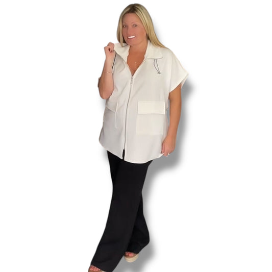 Rosemary Zip Front Short Sleeve Jacket